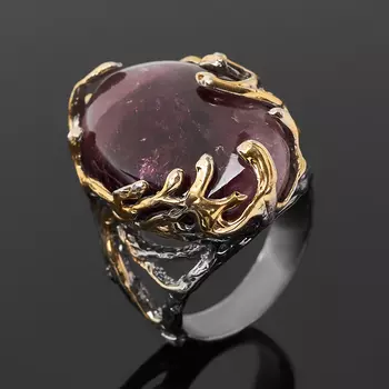 Кольцо турмалин розовый (рубеллит) (серебро 925 пр. позолота, родир. сер.) размер 18