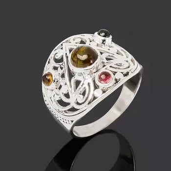 Кольцо турмалин (серебро 925 пр. оксидир.) размер 19