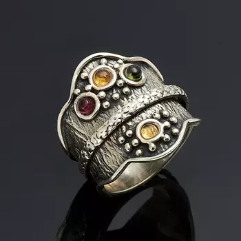 Кольцо турмалин (серебро 925 пр.) размер 19