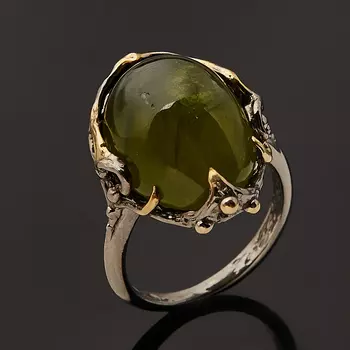 Кольцо везувиан (серебро 925 пр. позолота, родир. сер.) размер 17,5