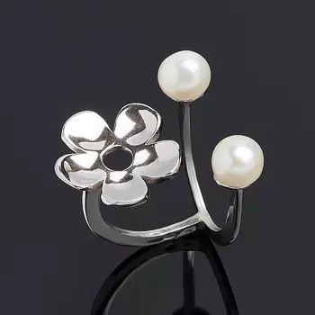 Кольцо жемчуг белый (серебро 925 пр.) размер 17