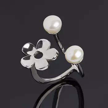 Кольцо жемчуг белый (серебро 925 пр.) размер 15,5