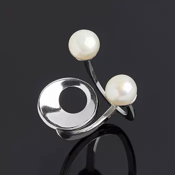 Кольцо жемчуг белый (серебро 925 пр.) размер 15