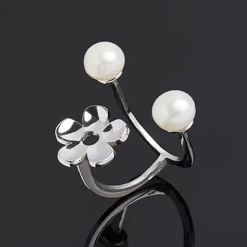 Кольцо жемчуг белый (серебро 925 пр.) размер 15,5