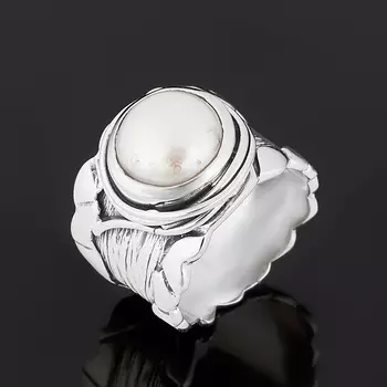 Кольцо жемчуг белый (серебро 925 пр. оксидир.) размер 17,5