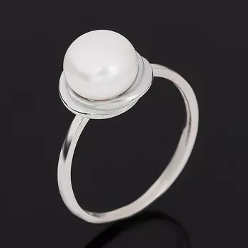 Кольцо жемчуг белый (серебро 925 пр.) размер 17,5