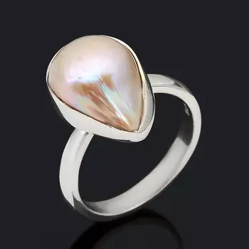 Кольцо жемчуг белый (серебро 925 пр.) (регулируемый) размер 17,5