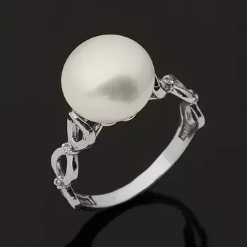 Кольцо жемчуг белый (серебро 925 пр.) размер 16,5