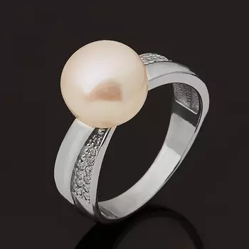 Кольцо жемчуг белый (серебро 925 пр.) размер 17,5