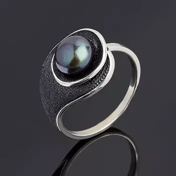 Кольцо жемчуг черный (серебро 925 пр.) размер 17