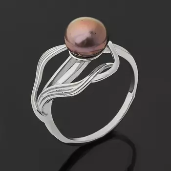 Кольцо жемчуг черный (серебро 925 пр. родир. бел.) размер 17,5