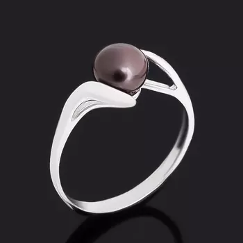 Кольцо жемчуг черный (серебро 925 пр. родир. бел.) размер 18