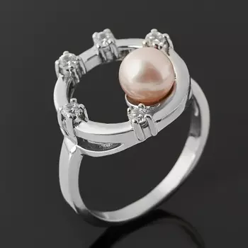 Кольцо жемчуг лавандовый (серебро 925 пр.) размер 17,5