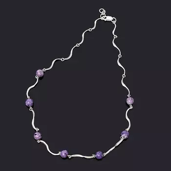 Колье чароит (серебро 925 пр.) 50 см