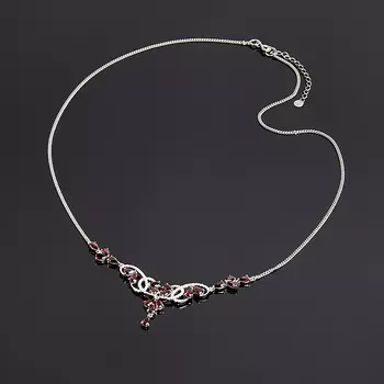 Колье гранат альмандин (серебро 925 пр. родир. бел.) огранка 50 см (+5 см)