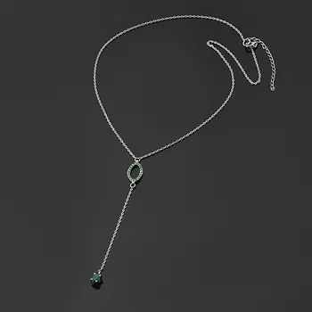 Колье изумруд (серебро 925 пр. родир. бел.) огранка 1 мм 41 см (+5 см)