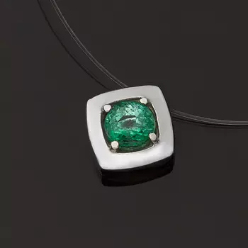 Колье изумруд (серебро 925 пр. родир. бел.) огранка 40 см