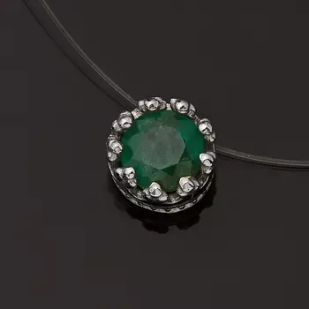 Колье изумруд (серебро 925 пр. родир. бел.) огранка 41 см