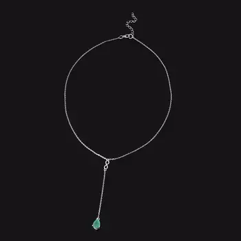 Колье изумруд (серебро 925 пр. родир. бел.) 42 см (+5 см)