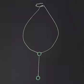 Колье изумруд (серебро 925 пр. родир. бел.) огранка 1 мм 43 см (+5 см)