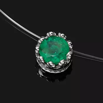 Колье изумруд (серебро 925 пр. родир. бел.) огранка 42 см