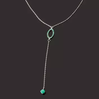 Колье изумруд (серебро 925 пр. родир. бел.) огранка 43 см (+5 см)