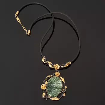 Колье клинохлор (серафинит) (серебро 925 пр. позолота, родир. черн.) 50 см