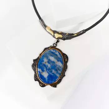 Колье лазурит (серебро 925 пр., позолота)