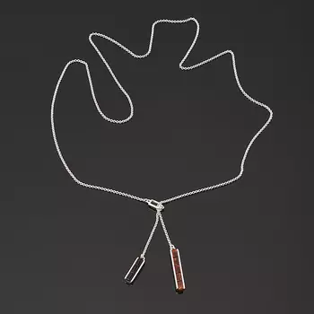 Колье янтарь длинное 74 см (серебро 925 пр.)