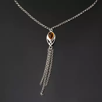 Колье янтарь (серебро 925 пр. родир. бел.) 45 см (+5 см)