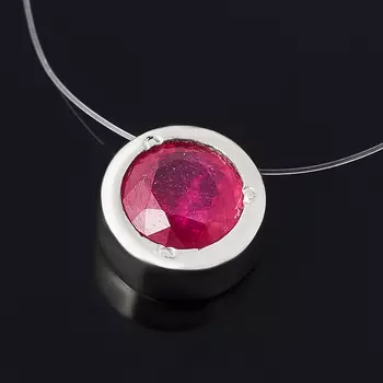 Колье рубин (серебро 925 пр. родир. бел.) огранка 38 см