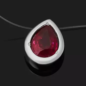 Колье рубин (серебро 925 пр. родир. бел.) огранка 38 см
