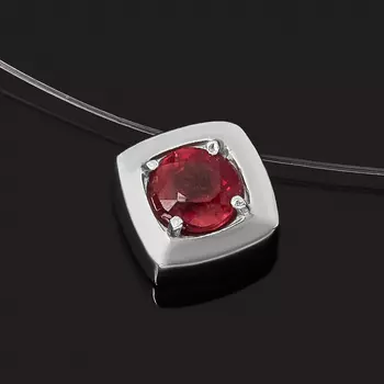 Колье рубин (серебро 925 пр. родир. бел.) огранка 40 см