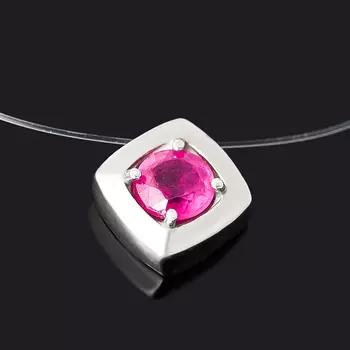 Колье рубин (серебро 925 пр. родир. бел.) огранка 42 см