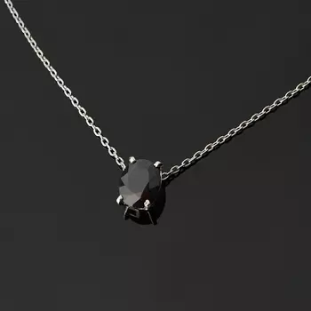 Колье сапфир черный (серебро 925 пр. родир. бел.) огранка 40 см (+5 см)