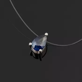 Колье сапфир (серебро 925 пр. родир. бел.) огранка 40 см