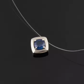 Колье сапфир (серебро 925 пр. родир. бел.) огранка 38 см