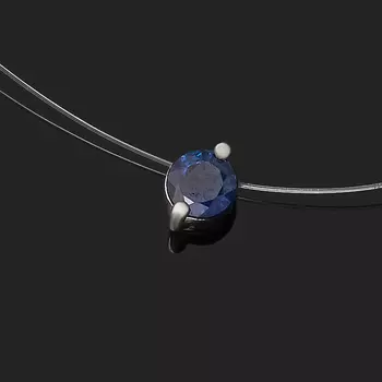 Колье сапфир (серебро 925 пр. родир. бел.) огранка 37 см