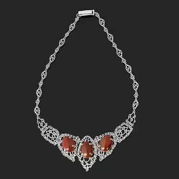 Колье сердолик (серебро 925 пр. оксидир.) 47 см