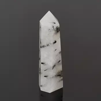 Кристалл кварц с турмалином (ограненный) M (7-12 см)