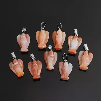 Кулон агат абрикосовый (биж. сплав) ангел 3 см