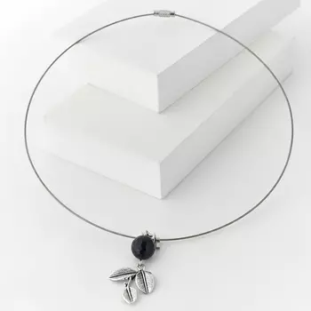 Кулон агат черный (биж. сплав) огранка