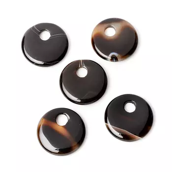 Кулон агат черный круг 3 см