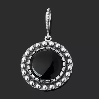 Кулон агат черный (серебро 925 пр. оксидир.) круг