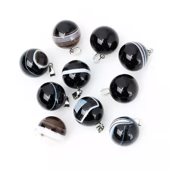 Кулон агат черный (биж. сплав) шар 3 см