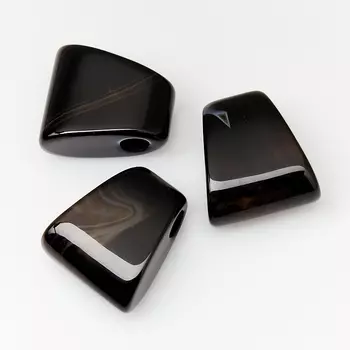 Кулон агат черный трапеция 3-3,5 см