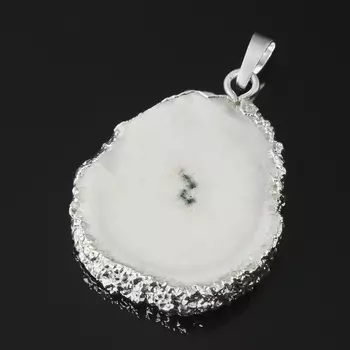 Кулон агат древесный (биж. сплав) срез 4-5 см