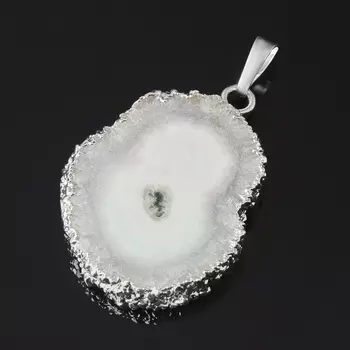 Кулон агат древесный (биж. сплав) срез 4-5 см