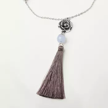 Кулон агат голубой (биж. сплав, сталь хир., текстиль)