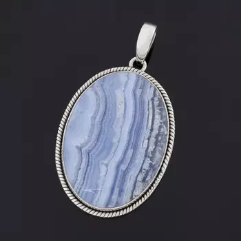 Кулон агат голубой (серебро 925 пр. оксидир.) овал